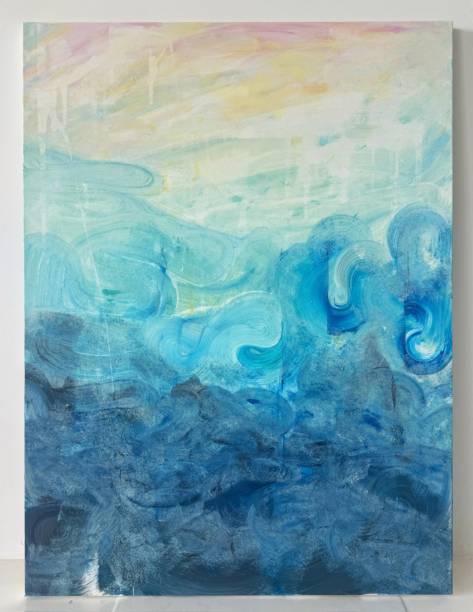 Malibu, original acrylic painting by Ella Jangl of a sun-washed Costa Rican coastline